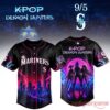 Seattle Mariners x KPop Demon Hunters – HUNTR/X 2026 Edition Jersey in black with pink flames and a character group back graphic