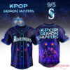 Seattle Mariners x KPop Demon Hunters – HUNTR/X 2026 Edition Jersey in dark navy with lightning and a glowing cat face design