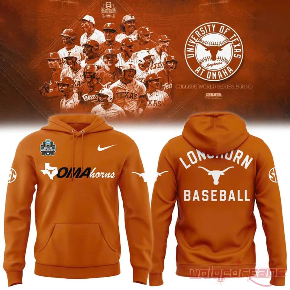 Texas Longhorns 2026 NCAA Baseball Men’s College World Series Omaha Limited Hoodie Texas Longhorns 2026 NCAA Baseball Men’s College World Series Omaha Limited Hoodie