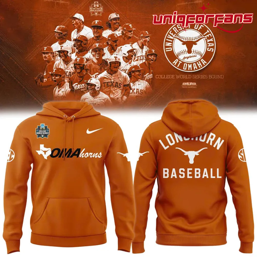 Texas Longhorns 2026 NCAA Baseball Men’s College World Series Omaha Limited Hoodie Texas Longhorns 2026 NCAA Baseball Men’s College World Series Omaha Limited Hoodie