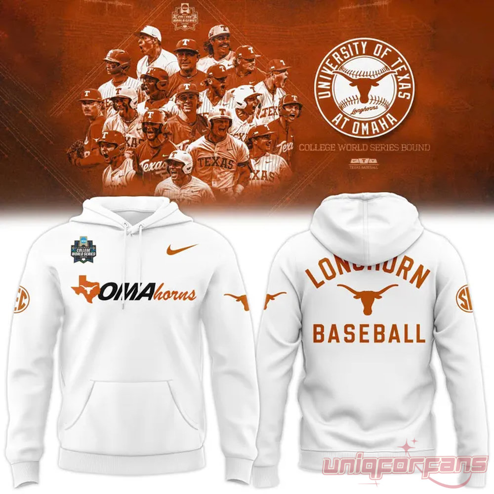 Texas Longhorns 2026 NCAA Baseball Men’s College World Series Omaha Limited Hoodie Texas Longhorns 2026 NCAA Baseball Men’s College World Series Omaha Limited Hoodie