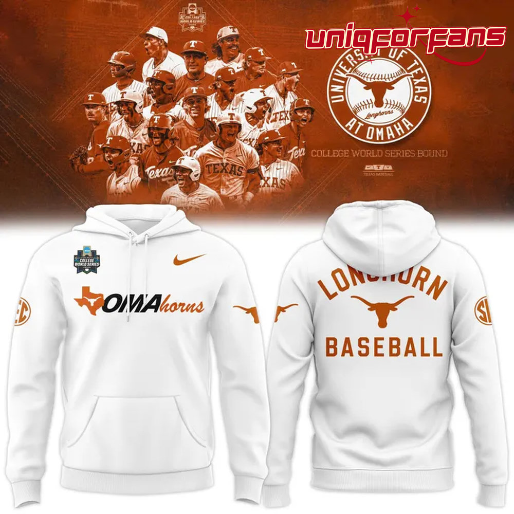 Texas Longhorns 2026 NCAA Baseball Men’s College World Series Omaha Limited Hoodie Texas Longhorns 2026 NCAA Baseball Men’s College World Series Omaha Limited Hoodie