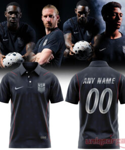 USMNT 2026 Stripes Match Black Polo Custom Name & Number
