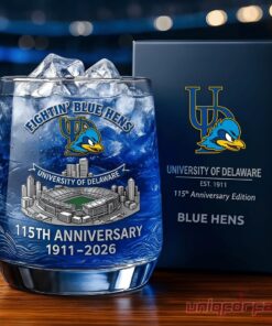 University of Delaware Blue Hens 115th Anniversary Whiskey Glass