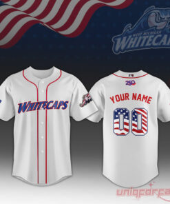 West Michigan Whitecaps 250th Anniversary 4th of July Jersey West Michigan Whitecaps 250th Anniversary 4th of July Jersey