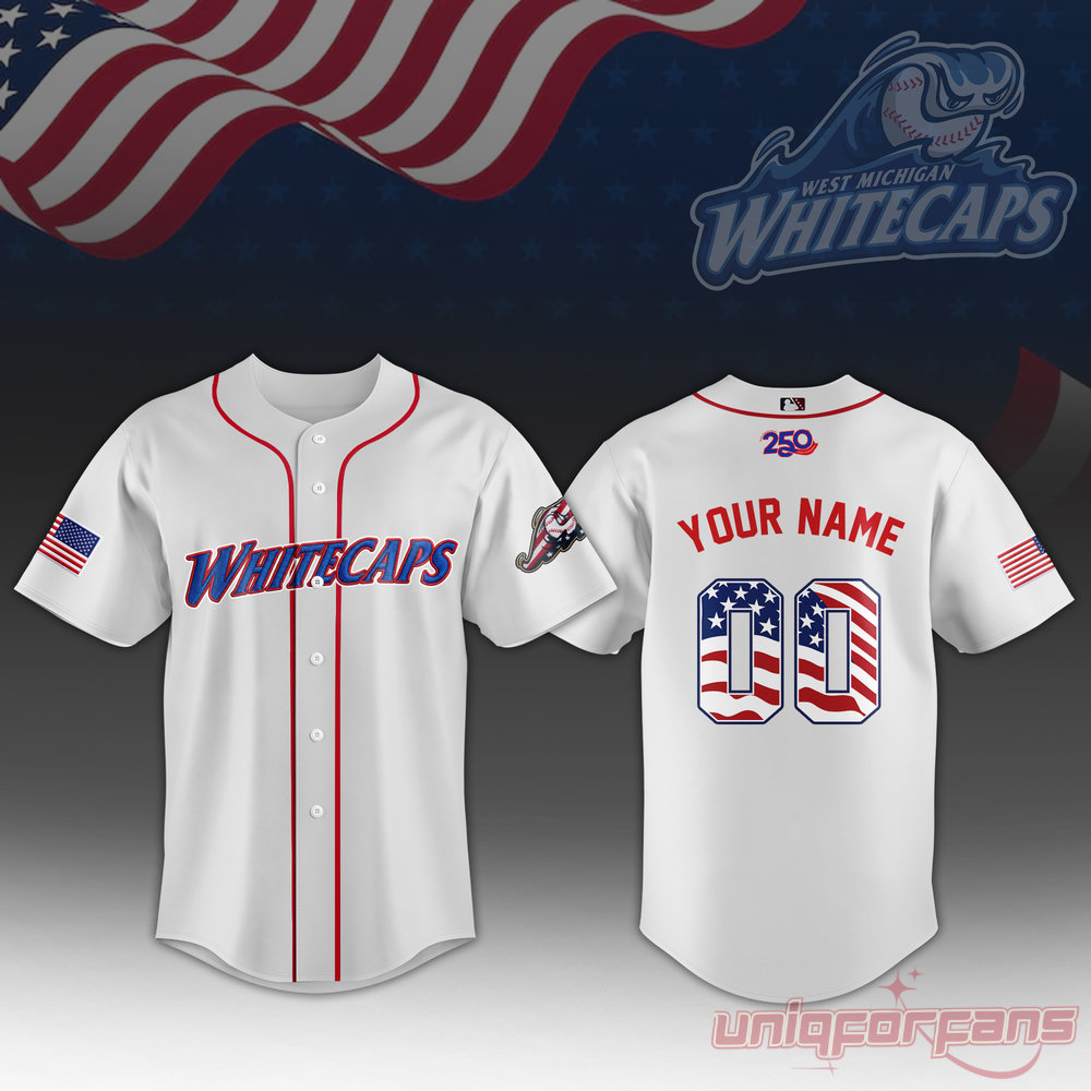 West Michigan Whitecaps 250th Anniversary 4th of July Jersey West Michigan Whitecaps 250th Anniversary 4th of July Jersey