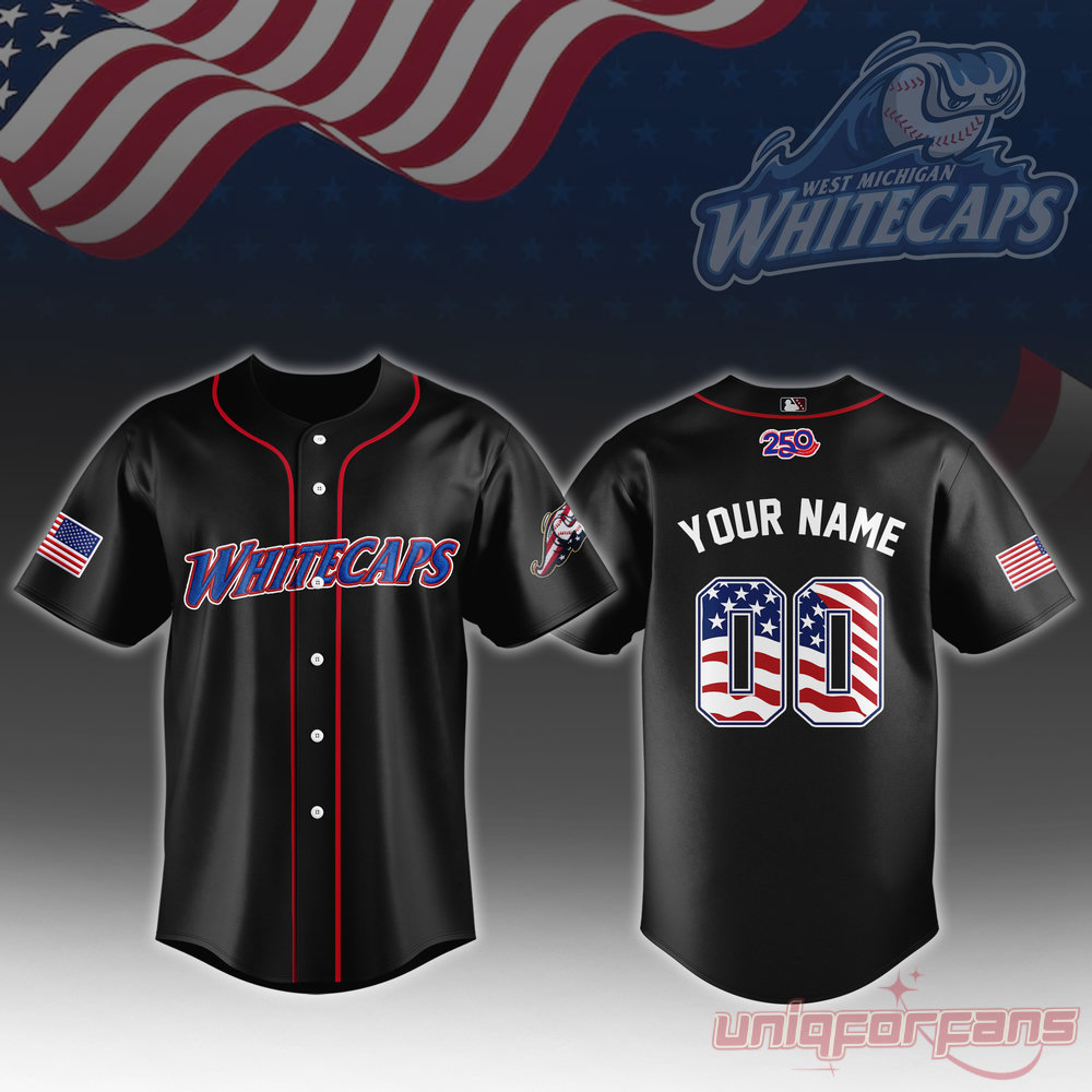 West Michigan Whitecaps 250th Anniversary 4th of July Jersey West Michigan Whitecaps 250th Anniversary 4th of July Jersey