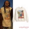 2 Chainz With Gods Help Rhude Inspired Sweatshirt worn by 2 Chainz alongside cream angel sweatshirt view