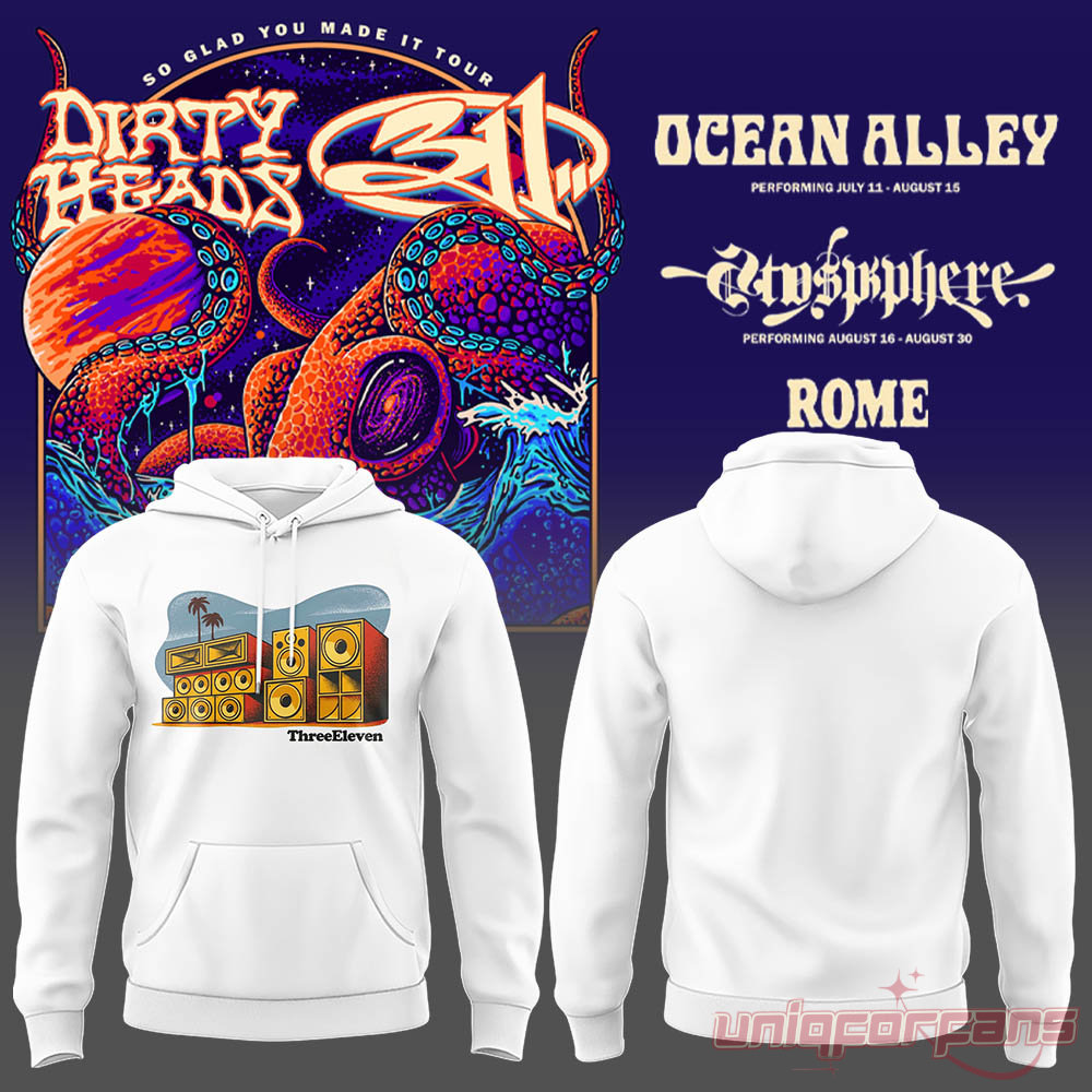311 and Dirty Heads Tour Rome White Collection Hoodie 311 and Dirty Heads Tour Rome White Collection Hoodie