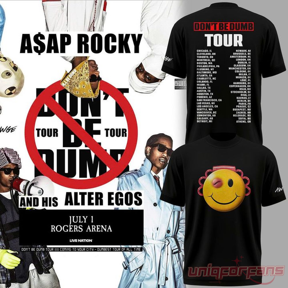 ASAP Rocky DON’T BE DUMB WORLD TOUR 2026 Black Edition Tee ASAP Rocky DON’T BE DUMB WORLD TOUR 2026 Black Edition Tee