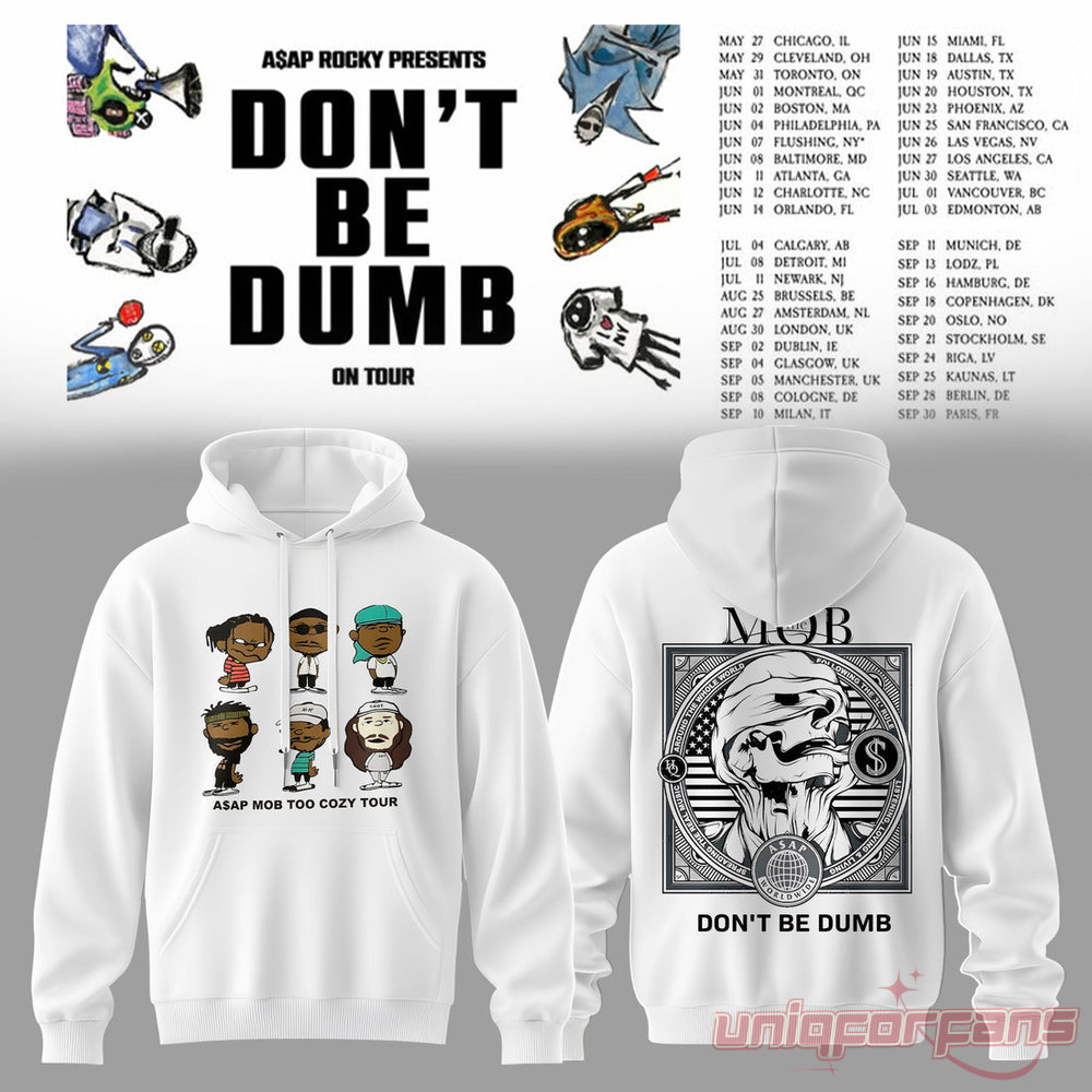 ASAP Rocky DON’T BE DUMB WORLD TOUR 2026 White Collection Hoodie ASAP Rocky DON’T BE DUMB WORLD TOUR 2026 White Collection Hoodie