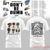 ASAP Rocky DON'T BE DUMB WORLD TOUR 2026 White Collection Tee, white t-shirt featuring A$AP Mob character cartoons on the front and a skull-framed 