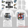 ASAP Rocky DON'T BE DUMB WORLD TOUR 2026 White Collection Tee, white t-shirt with a character lineup front graphic and a large Tim Burton-style collage back print