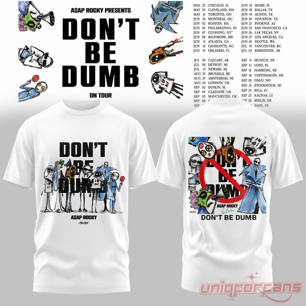 ASAP Rocky DON’T BE DUMB WORLD TOUR 2026 White Collection Tee ASAP Rocky DON’T BE DUMB WORLD TOUR 2026 White Collection Tee