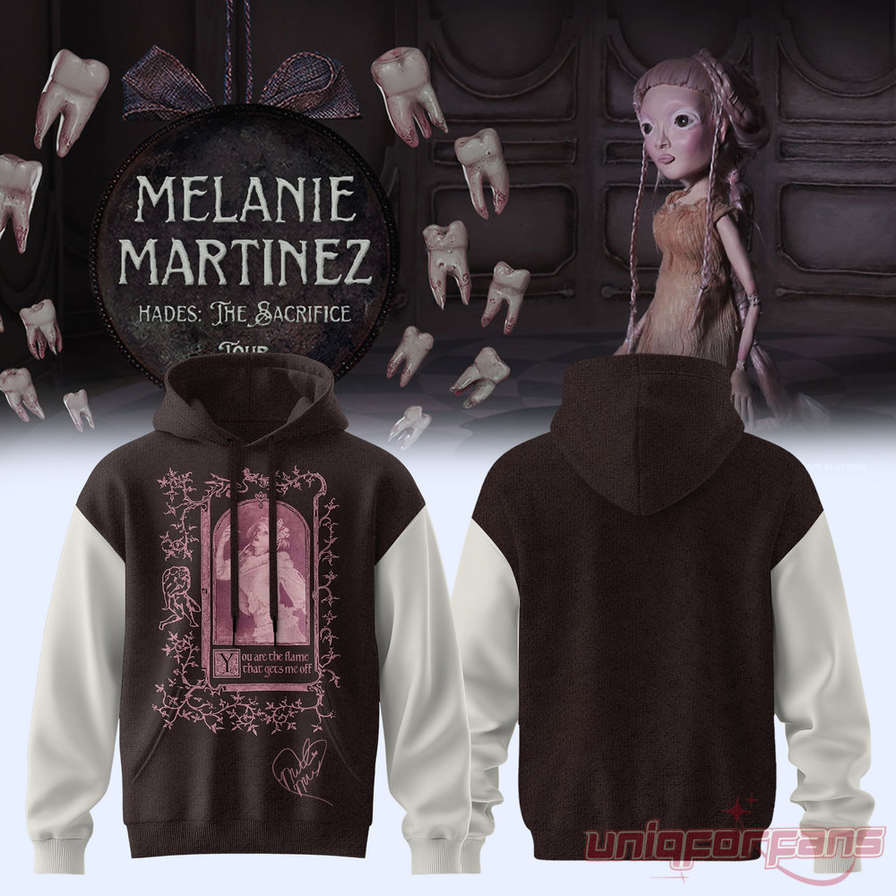 Aesthetic Melanie Martinez HADES: THE SACRIFICE Tour 2026 Signature Hoodie in brown and white colorblock