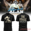 Alan Jackson x Tennessee Titans “Last Call - The Finale” Limited Tee: black shirt front and back views with gold portrait and tour dates