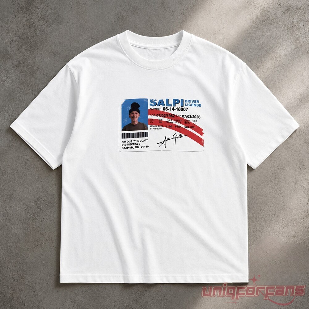 Antoine Griezmann MLS The GOAT Salpi Driver’s License Inspired Shirt featuring driver’s license graphic print on white tee