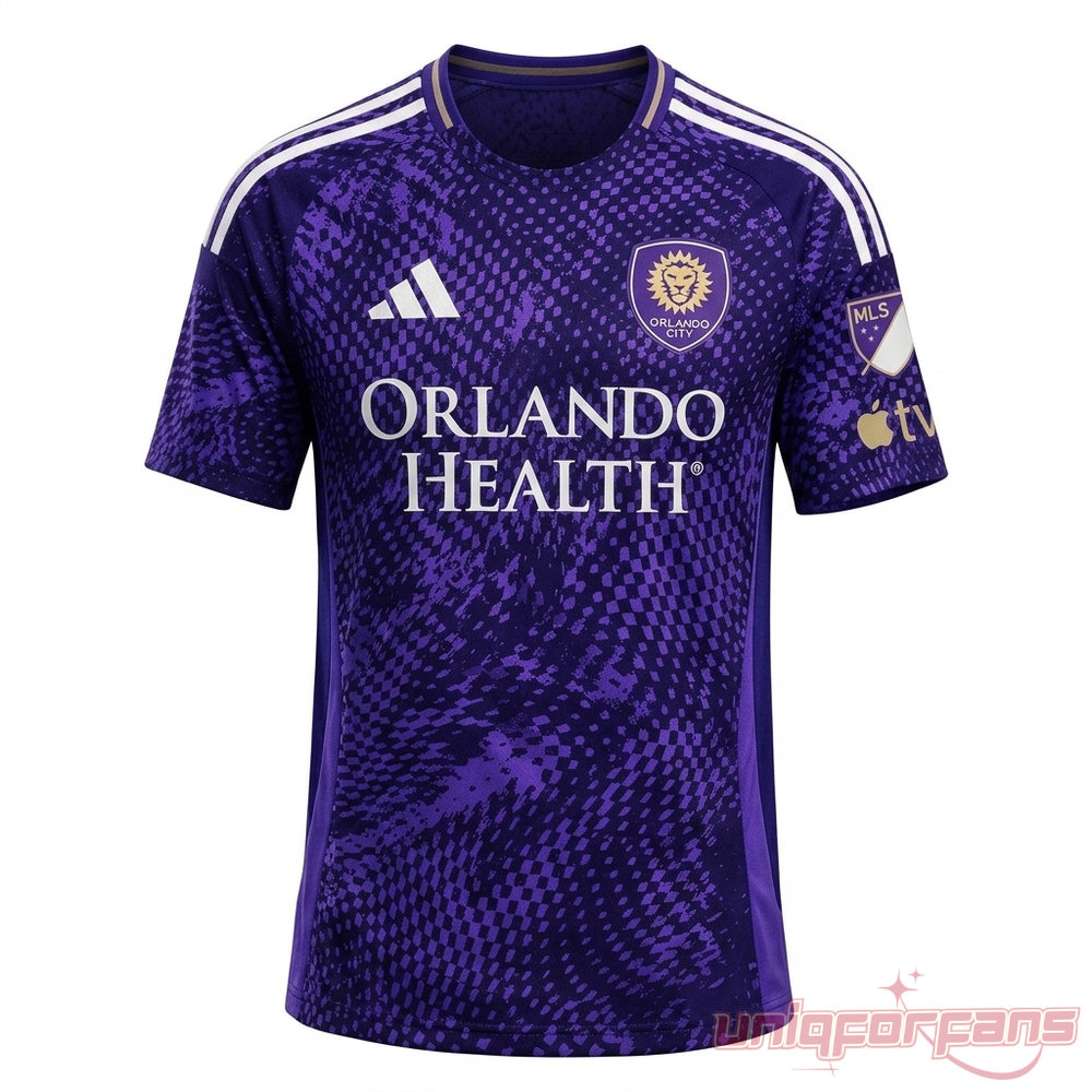 Antoine Griezmann Orlando City 2026 Home Jersey front view in purple featuring Orlando Health sponsor logo