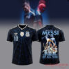 Argentina Messi x Spider-Man Jersey back with a graphic collage of Messi holding the cup and 