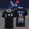 Argentina Messi x Spider-Man GOAT T-Shirt in blue and white stripes with a Greatest of All Time back collage
