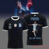 Argentina Messi x Spider Man Shirt in black web design, showing front view and back graphic with The Last Dance print