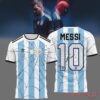 Argentina Messi x Spider-Man T-Shirt with blue stripes, spiderweb pattern, and signed number 10 back print