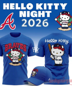 Atlanta Braves Blue Special Edition T-shirt 2026 Hello Kitty Night