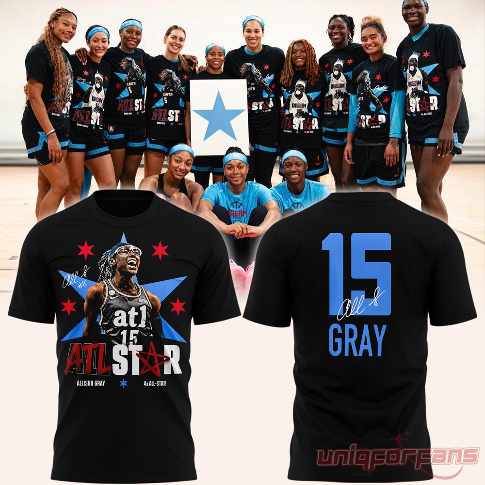 Atlanta Dream ALLISHA GRAY 2026 4x ATL STAR Black T-shirt Atlanta Dream ALLISHA GRAY 2026 4x ATL STAR Black T-shirt