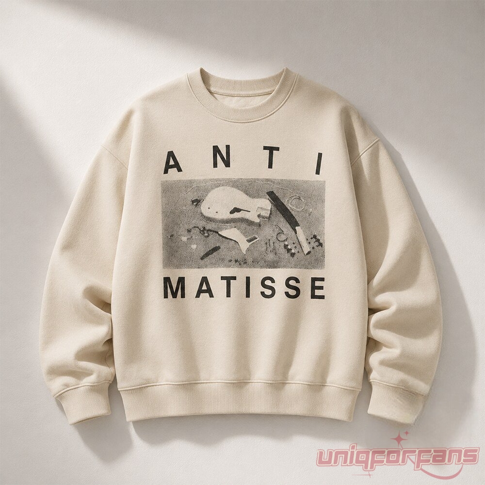 BTS RM Kim Nam Joon At World Cup 2026 Final Anti Matisse Sweatshirt in beige with black graphic print
