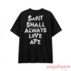 BTS Suga Wear Saint Michael X Bape Shirt Inspired back view with SAINT SHALL ALWAYS LOVE APE text