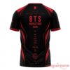 BTS World Tour 2026 jersey front featuring red BTS logo and World Tour 2026 text on black sports tee