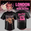 Bebe Rexha UK Tour At London Baseball Jersey in black featuring photo collage graphic