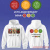 Blink-182 Anniversary Collection Signature Hoodie Limited Edition, all-white pullover showing album cover art graphics