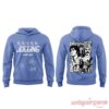 Blink-182 Boomer Spaulding and Travis Blue Edition Hoodie with front JOGGING text, signatures, and retro band back graphic