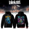 Blink-182 Meltdown Europe Edition Hoodie, black fan apparel sweatshirt with blue monster front and racecar back