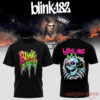 Blink-182 Meltdown Europe Edition Tee with a colorful dripping slime logo and punk rock skull graphic back print