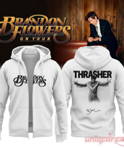 Brandon Flowers On Tour 2026 Signature White HoodieZip Edition