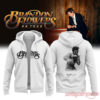 Brandon Flowers On Tour 2026 Signature White HoodieZip Edition, white zip-up sweatshirt featuring a vintage boxing pose back graphic