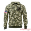 Chicago Cubs Armed Forces Appreciation 2026 Event Hoodie camo front view featuring chest logo and flag patch