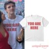 Cruz Beckham At World Cup 2026 Final You Are Here Shirt split view featuring Cruz wearing white t-shirt