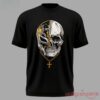Culture Kings x WWE Rey Mysterio T-Shirt – black oversized tee front with gold and white split lucha mask skull and cross chain
