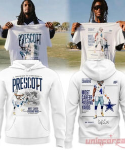 Dak Prescott Most Career Passing Yards Dallas Cowboys Hoodie Collection Dak Prescott Most Career Passing Yards Dallas Cowboys Hoodie Collection