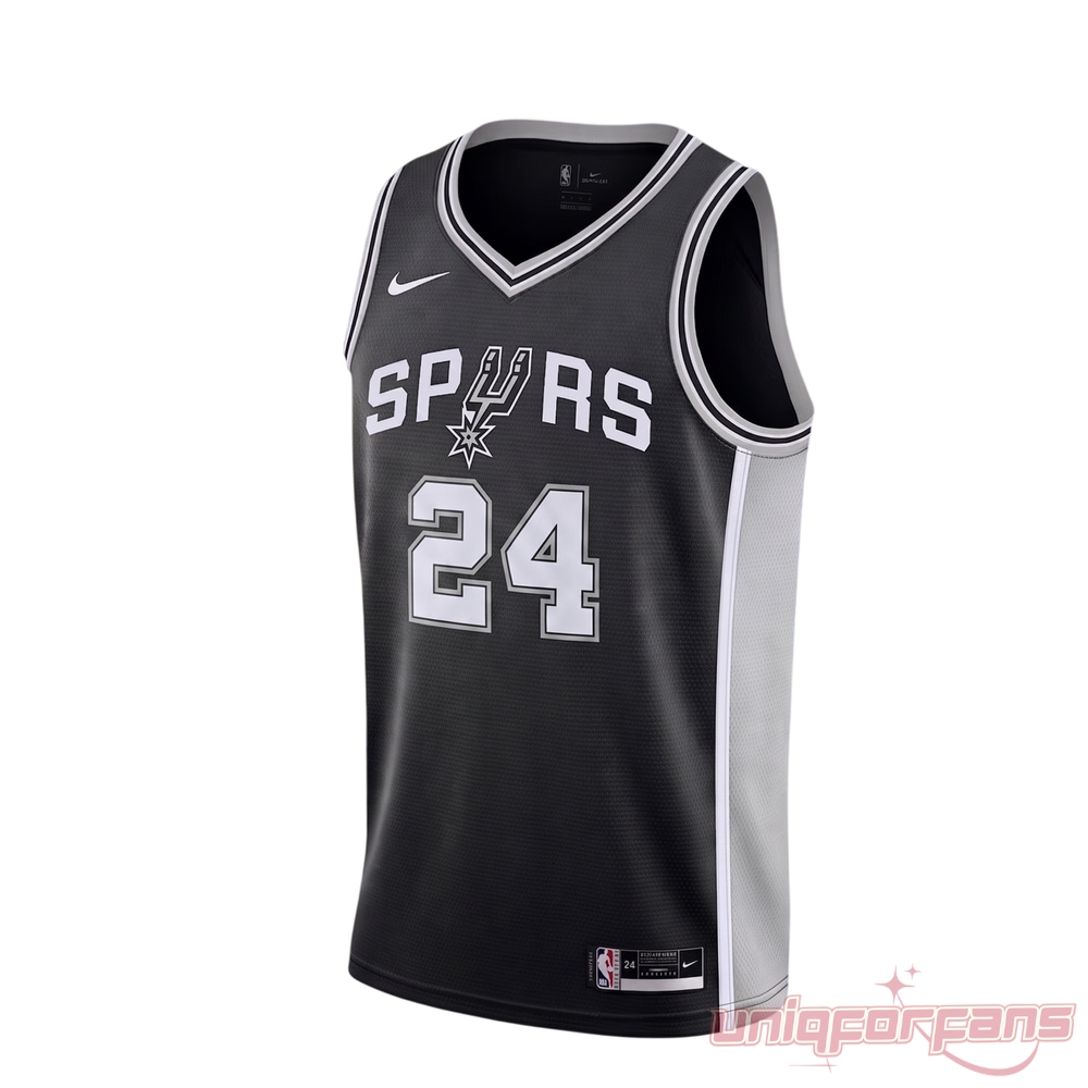 Devin Vassell San Antonio Spurs Number 24 Basketball Jersey front view, featuring the classic white and silver logo