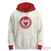 Diablos Rojos del Mexico x Spider-Man Hoodie 2026 – cream pullover with red hood and Diablos Rojos del México mashup logo on chest