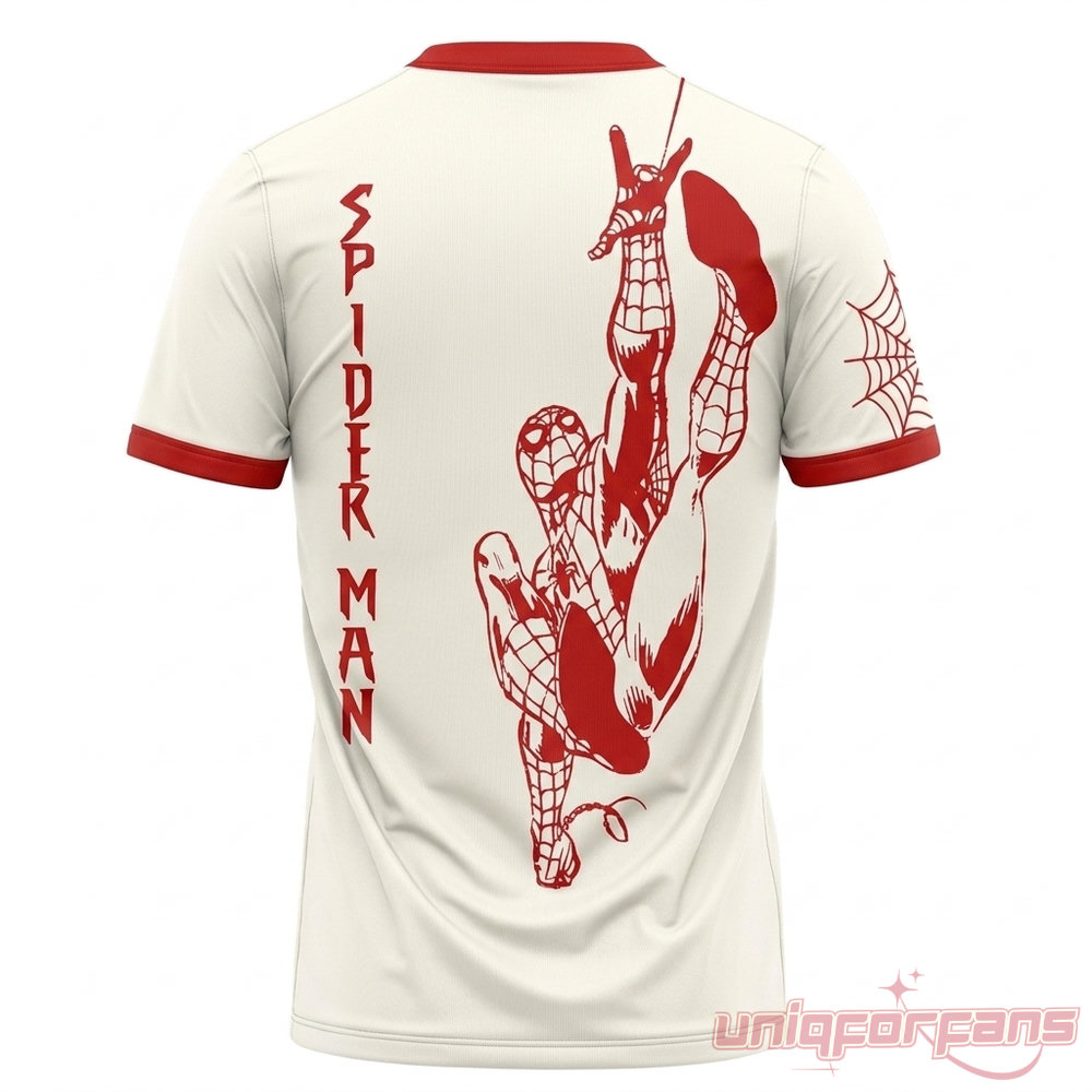 Diablos x Spider Man Special Edition Devil Tee 2026 back view showing red swinging Spider-Man web graphic art