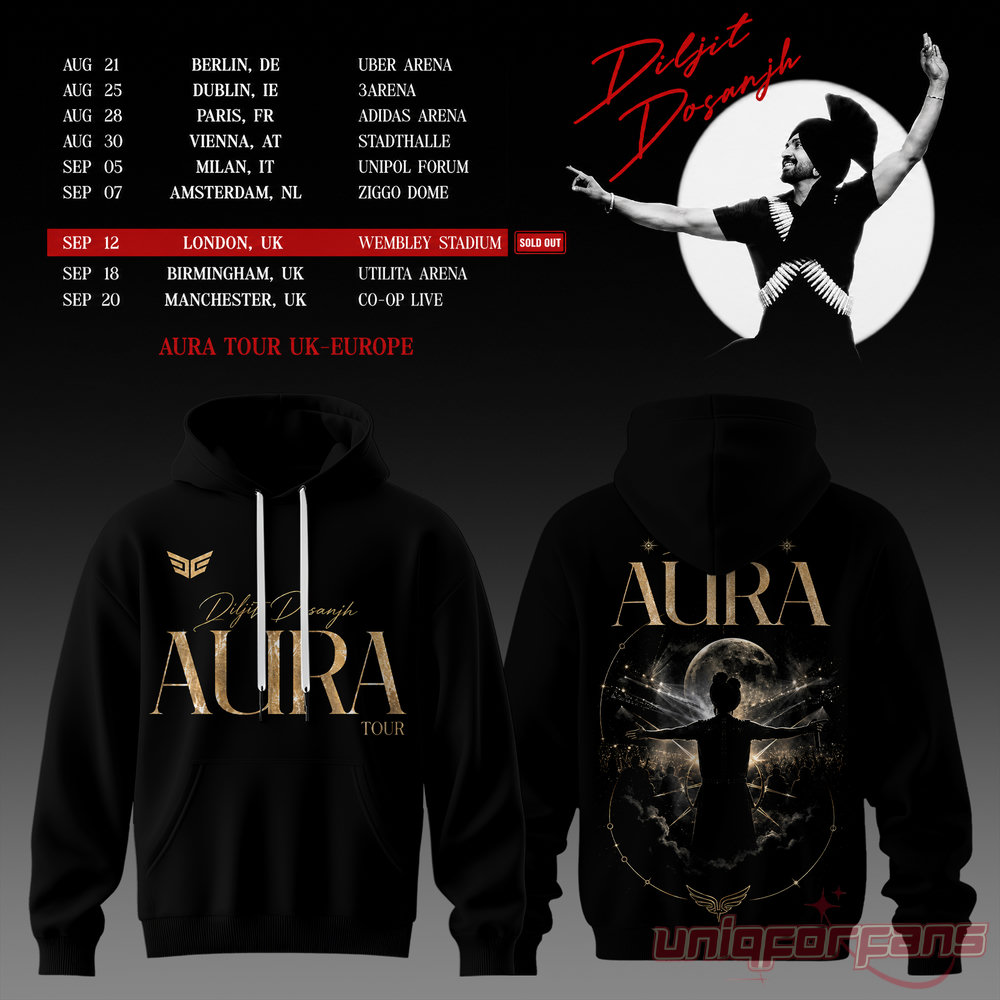 Diljit Dosanjh’s Aura World Tour 2026 Black Edition Hoodie Diljit Dosanjh’s Aura World Tour 2026 Black Edition Hoodie