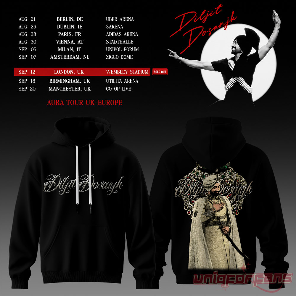 Diljit Dosanjh’s Aura World Tour 2026 Black Edition Hoodie Diljit Dosanjh’s Aura World Tour 2026 Black Edition Hoodie