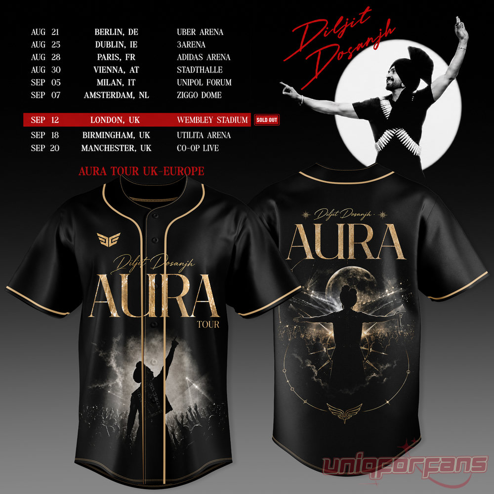 Diljit Dosanjh’s Aura World Tour 2026 Edition Baseball Jersey Diljit Dosanjh’s Aura World Tour 2026 Edition Baseball Jersey