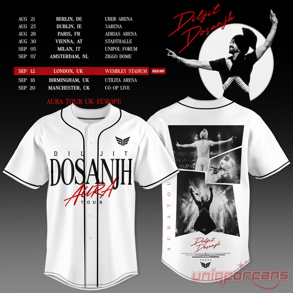 Diljit Dosanjh’s Aura World Tour 2026 Edition Baseball Jersey Diljit Dosanjh’s Aura World Tour 2026 Edition Baseball Jersey