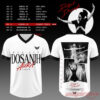 Front and back view of a white Diljit Dosanjh Aura Tour jersey featuring prominent block text and monochrome live photos
